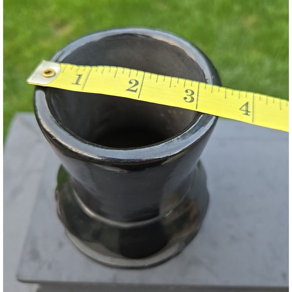 Santa Clara Pueblo Blackware Pottery Signed Madeline T. 7.2" Avanyu Excellent - Picture 14 of 16